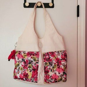 Kipling Astrid Floral Hobo Tote Shoulder XL Bag Blushing Posies Silver Austin